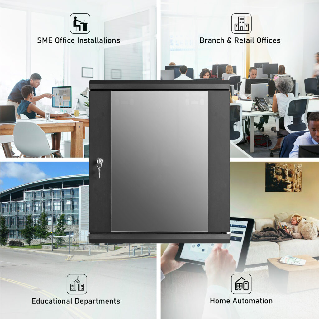 12u 500mm deep Flat Pack wall mount network data comms rack cabinet CAB ...