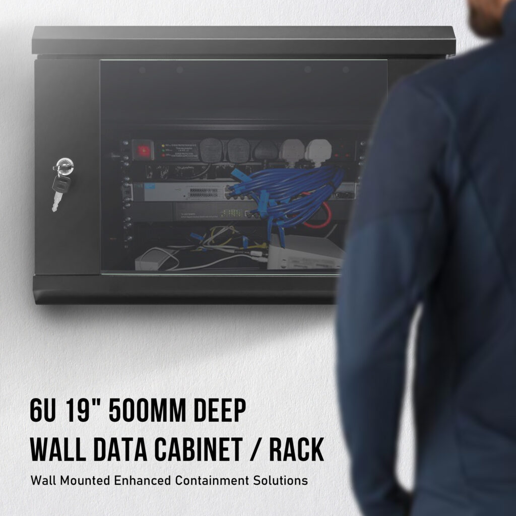 6u 500mm deep Flat Pack wall mount network data comms rack cabinet CAB ...